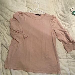 Blush pink 3/4 sleeve Doe and Rae blouse